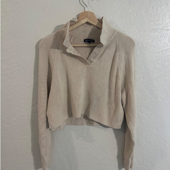 Kendall & Kylie Cotton Ribbed Cropped Sweater - Picture 1 of 9